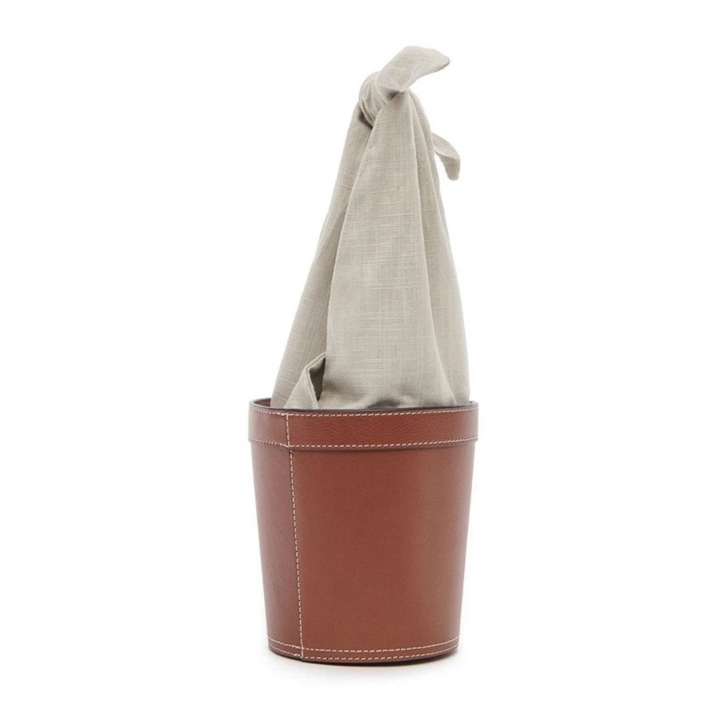 Staud Britt Linen & Leather Brown Bucket Bag - Picture 11 of 15